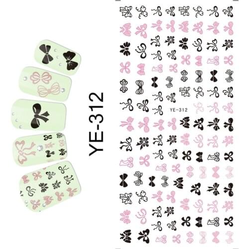 WATER TRANSFER DECAL NAIL ART NAIL STICKER CARTOON BLACK WHITE LACE BOW TIE FRENCH SMILE YE312-317