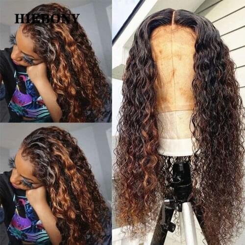 Highlight Curly 1B27 Lace Front Human Hair Wigs with Baby Hair Brazilian 13x6 Highlight Curly Lace Front Wigs Bleached Knots