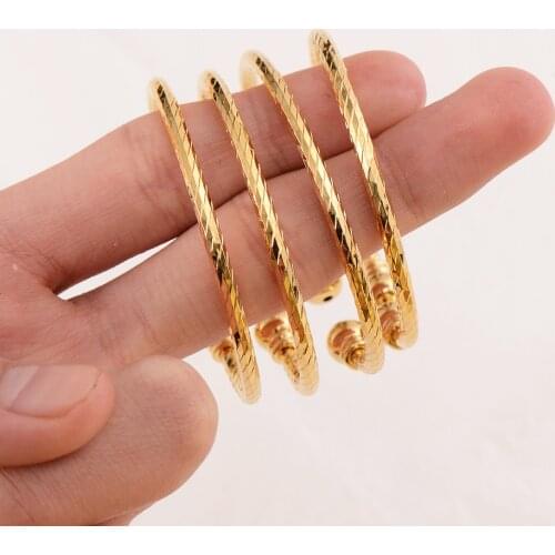 High quality New Dubai gold BABY Bangle Child Bracelet Bangle For Kids Children Jewelry Baby birthday Christ Gifts DIY charms