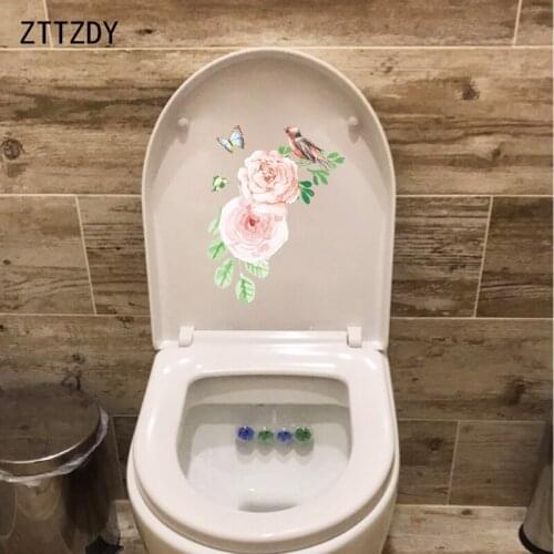 ZTTZDY 18.2*23.6CM Hand Drawn Butterfly Bird Flower Bedroom Wall Sticker Mural Toilet Decor Decal T2-0118
