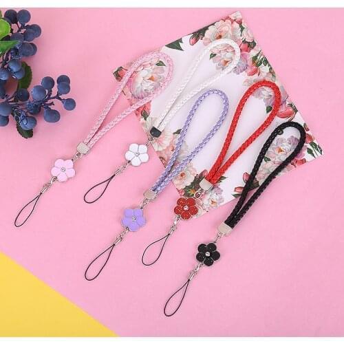 11 Colors Mobile Phone Straps Lanyard For Keys ID Card Phone Fashion Weave Lanyards Flowers Braid Strap Lanyard Holder Hand Rope