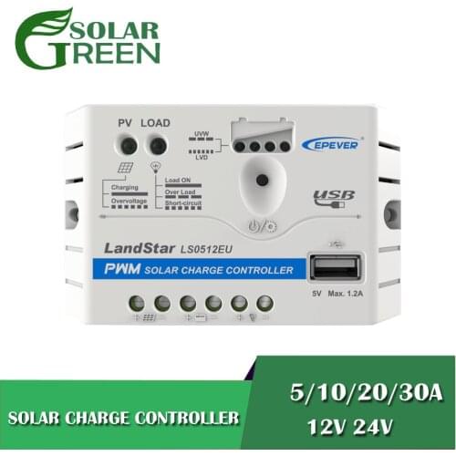12V 24V Solar Charge Controller Epsolar PWM PV 100W Regulators 5V USB port 30A 20A 10A 5A Solar Panel Charger
