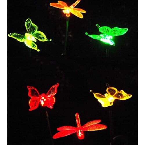 3pcs Solar Butterfly Lawn Lights Hummingbirds Plug Lights Garden Decoration Lights Colorful Discoloration