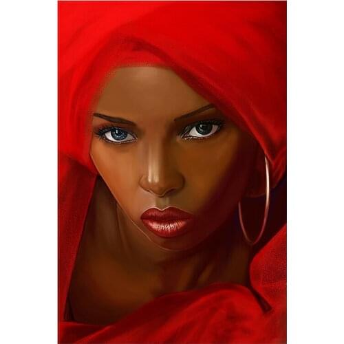 African Women Red Scarf Abstract on Canvas Posters and Prints Art Wall Pictures For Living Room Cuadros
