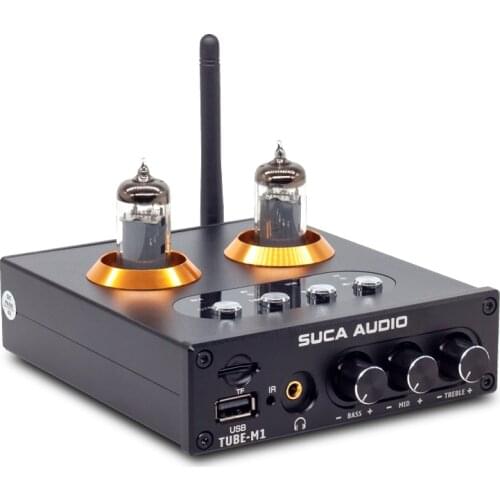 Bluetooth 5.0 6K4 Vacuum Tube Preamp HiFi Stereo Audio Receiver NE5532 USB TF Card Music Player Headphone Amplifier WAV/APE/FLAC