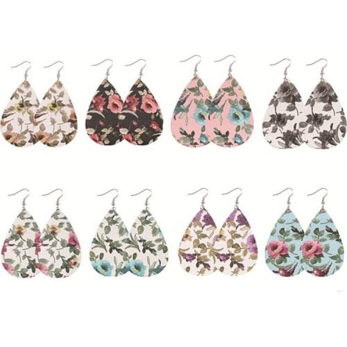 Bohemian Simple Pendant Drop Earrings Fashion Leather Flower Earrings for women Girls Gifts Clothing Accessories