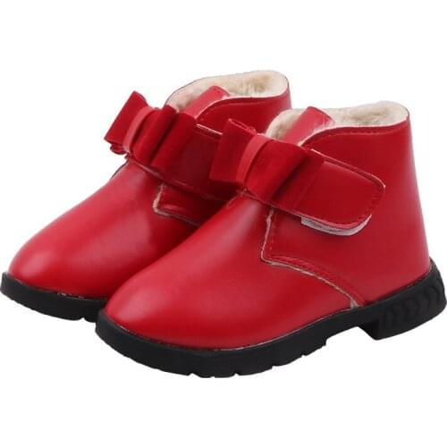 Girls Boots Children Snow Boots 2021 Winter Kids Martin Boots Classic with Bow-knot Sweet Warm Baby Cotton Boots Ankle High Hot