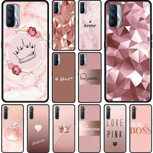 Phone Shell For Realme V15 V13 GT Neo C25 C21 C20 C15 C11 C3 8 7 6 X50 Q2 Pro Q2i Fundas Rose Pink Princess Queen Coque TPU Case