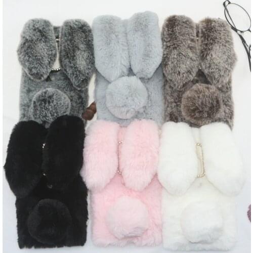 Rabbit Fur Case For Sony XZ3 XZ2 Premium XA2 Plus Xperia XA1 Z6 L2 L1 XZ XR X C6 XZ1 XZ4 Compact Ultra Z5 Z4 Z3 Z2 Z1 Covers