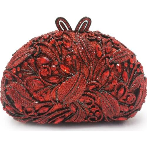 Lady Chain Diamond Clutches Bags Luxury Red/Green/Gold Rhinestone Crystal Clutch Ladies Evening Party Prom Purse For Women Bag