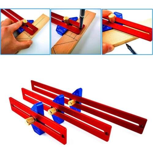 Woodworking 45/90 degree Angle scriber ruler Hole ruler Aluminum alloy T-shaped mark ruler Measuring ruler Woodworking tools