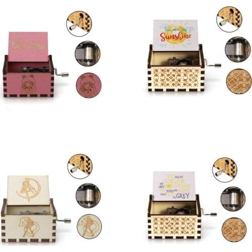 Drop shipping Wooden Carving Hand-crafted Music Box Pattern StarsWars Juego De Tronos Christmas Gift New Year Gift Birthday Gift