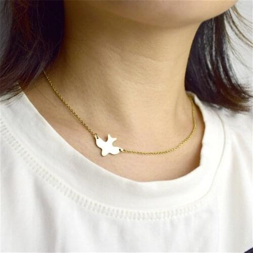 European And American Accessories Short Necklace Stainless Steel Peace Dove Bird Clavicle Chain Summer Simple Woman