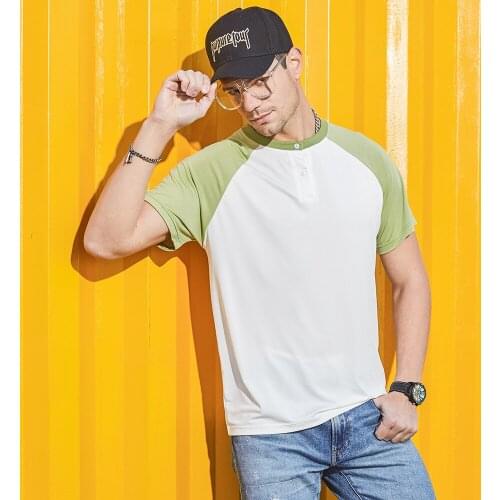 Mens Summer Tees Short Sleeve T-shirts Casual Round Neck Patchwork Color Breathable Men Top Shirt Sportswear Fashion 2021 New