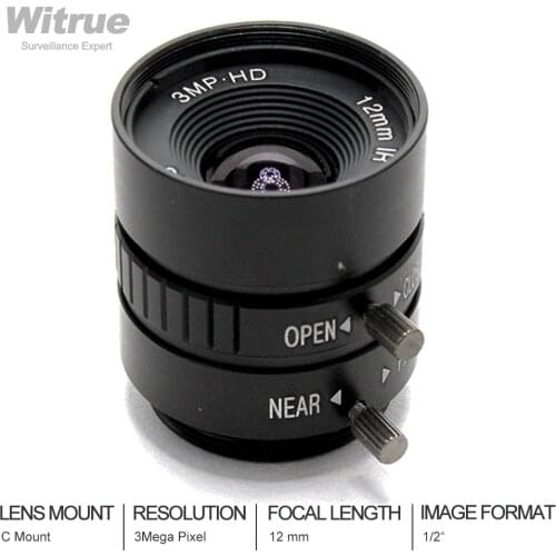 HD CCTV lens C Mount 3 Mega Pixel 12mm F1.4 1/2 for security cameras