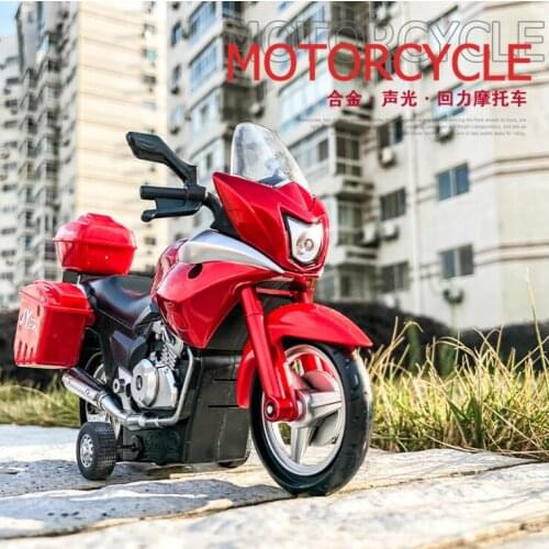 Simulation motorcycle childrens acousto-optic return force alloy car pendulum model toy childrens birthday gift