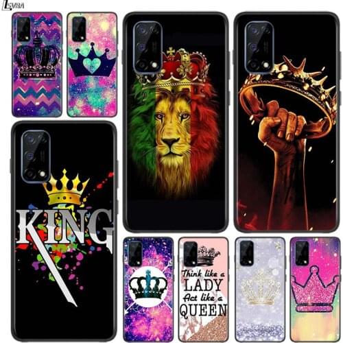 Queen King Crown Princess for OPPO Realme V15 X5 X3 X50 X7 V5 C21 C17 C11 C3 C2 7 7i 6 6S 6i 5 3 2 Pro Soft Black Phone Case
