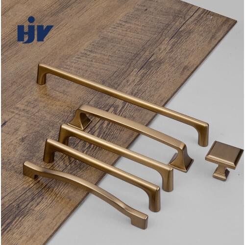 Brass Furniture Handle Knobs Modern Drawer Pulls Gold Kitchen Cabinet Handle Wardrobe Door Handles Zine Alloy Furniture Handles