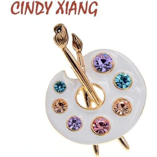 CINDY XIANG Draw Palette Brooch Creative Rhinestone Pins And Brooches Women And Men Pin 2 Colors Available Suit Accessories