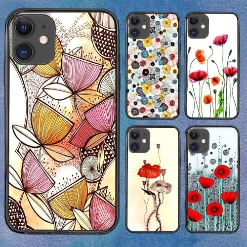 Flowers Plant Watercolor Phone Case For iphone 12 11 6 Mini Pro XS Max X XR 7 8 Plus Soft TPU Cover 12Pro 11Pro 12Mini
