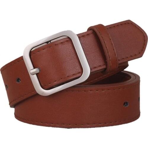 Waist Belt For Women Square Metal Buckle Adjustable Holes Black Unfading Waistband Chic Luxury Ladies Vintage Strap Female Belts