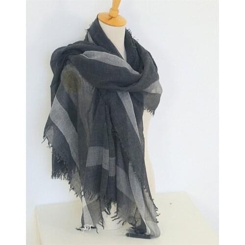 New arrival pure lambswool women fashion patchwork striped scarfs shawl pashmina 120x180cm small tassel grey 3color