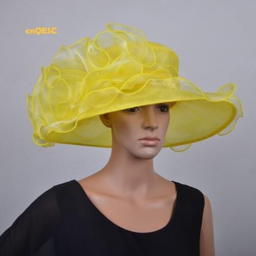 Wholesale NEW Wide brim Crystal organza hats church for kentucky derby wedding womens hat races.FREE SHIPPING