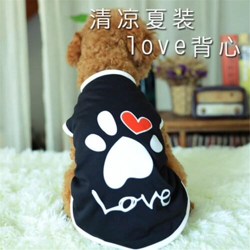 Cute Paw Printed Heart Love Design Dog Vest Clothes Soft Summer Dog Shirt Puppy Dog Accessories T-shirt Pet Vest Apparel Clothes