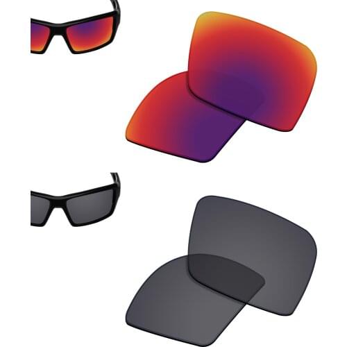 SmartVLT 2 Pairs Polarized Sunglasses Replacement Lenses for Oakley Eyepatch 2-Midnight Sun and Solid Black