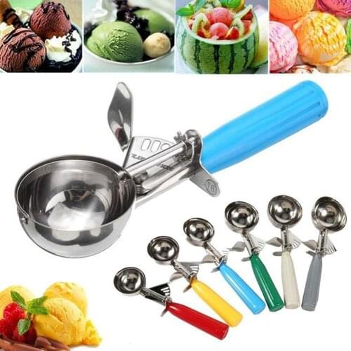 Ice Cream Scoop Steel Ice Cream Spoon Metal Ice Tools Scoop Cookie Baller Melon Ball Maker Fruit Kitchen Icecream E3F2