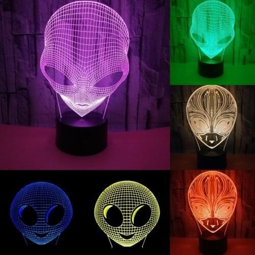 Alien 3D Hologram Illusion Unique Lamp Acrylic Night Light With Touch Switch Table Lamp 7 Colors Changing Decor Gift Birthday