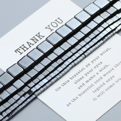 WLYeeS Right-angled square Black Hematite Beads Natural Stone Spacer Loose Beads for DIY Jewelry Handmade Making Finding 2~10mm