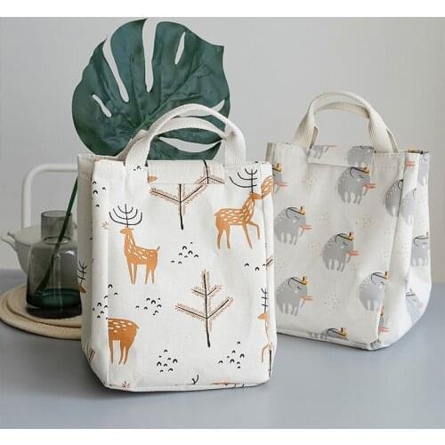 JSWORK Japanese Bento Lunch Box Bag Handbags Thermo Food Picnic Packaging Top Handle Storage Organization Kitchen Students