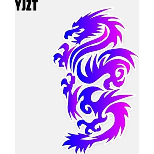YJZT 9.5CM*16.5CM Fashion Reflective Purple Dragon PVC Car Sticker Decal Decoration 5-1114