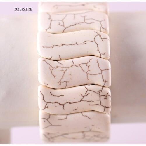 Free Shipping Women Jewelry Stretch Natural Stone Beads White Howlite Bracelet 8" 1Pcs H914