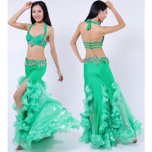 New design Luxury Belly Dance Costumes for Women Sexy Professional Dancing Practising Costume Set dress Bra+Belt+Skirt 3 sizes