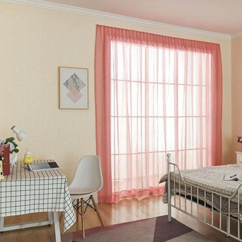 1pcs Punch-free Pure Color Screen Curtains Encryption Simple Modern Light-transmitting Living Room Balcony Curtains Top F8398