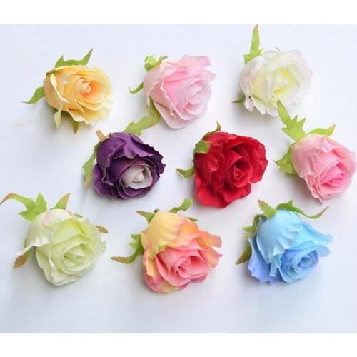 100pcs/Lot 6cm Silk Rose Flower Head Buds For Wedding Party Holidays Venue Archwar Ball-flower Bouquet Making