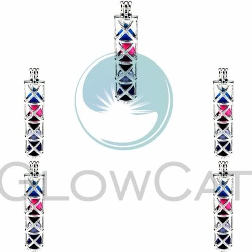 5X Rectangle Hollow Pearl Cage Locket Findings Cage Pendant Essential Oil Diffuser Locket For Oyster Pearl Girl Women Gifts