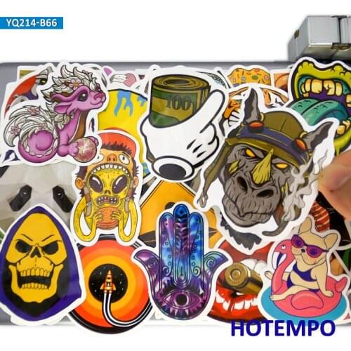 66pcs Fashion Style Shape Pattern Cool Graffiti Waterproof Decals Sticker Pack for DIY Phone Laptop Suitcase Skateboard Bike Car