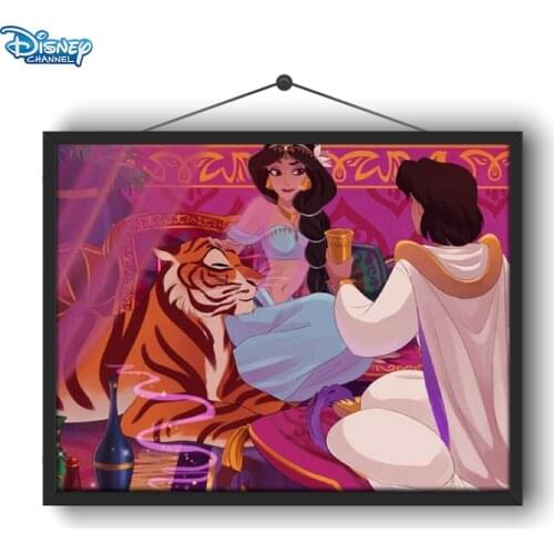 Disney 5D DIY Diamond Painting Aladdin Princess and Prince Round Diamond Embroidery Kit 3D Exquisite Handicraft Home Decoration
