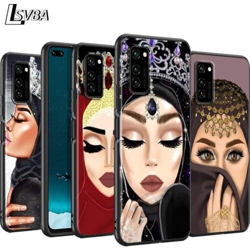Arabic Hijab Girl Queen Silicone Phone Case for Huawei P30 P20 P40 Lite E Pro P Smart Z Plus 2019 P10 P9 Lite Black Cover
