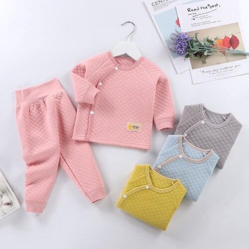 Baby Cotton Pyjamas Winter Children Clothing Set Warm Fleece Pajamas For Boys and Girls Thicken Sleepwear Baby Thermal Underwear