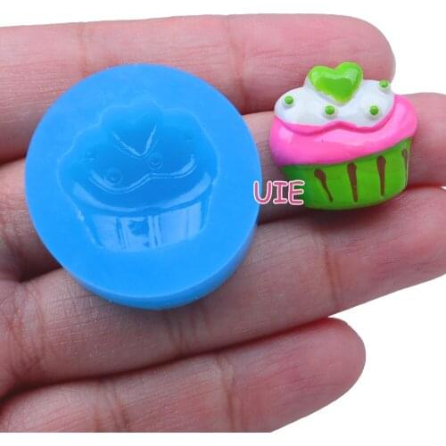 GYL188U 21.3mm x 19.2mm Cupcake Silicone Mold Fondant Cake Decoration Candy Resin Clay Earrings Necklace Craft Soap Candle