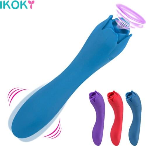 IKOKY Tongue Licking Vibrator Clit Sucking Stimulation Massager Erotic Adult Sex Women Toys Oral Sex Licking Tongue Vibrator