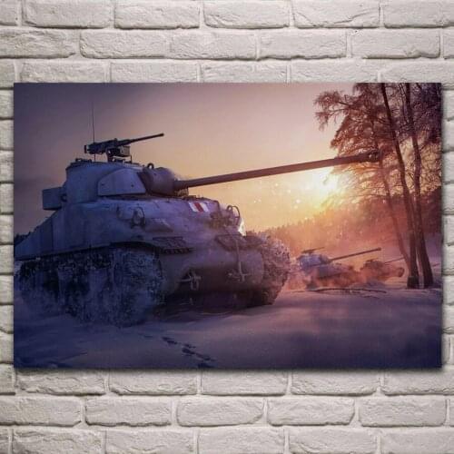 M4 Sherman tank military artwork living room decor home wall art decor wood frame fabric poster KL504