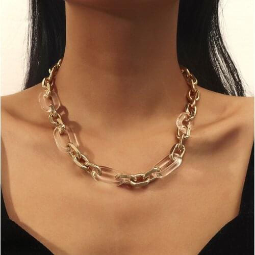 ZN Punk Chunky Cuban Thick Chain Necklace for Women Male New Design Twist Alloy Acrylic Choker Statement Necklace Jewelry