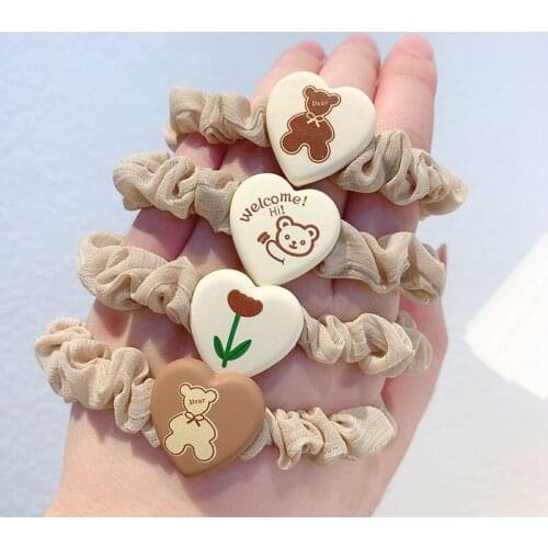 Cute accessories cartoon loving bear kawaii headband rubber elastic hair band for women tiara fashion designer opaska do wlosow