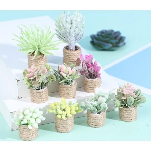 Mini Flower Potted 1:12 Dollhouse Miniature Potted Green Plant Doll Home Decor Mini Flower Pot Plant