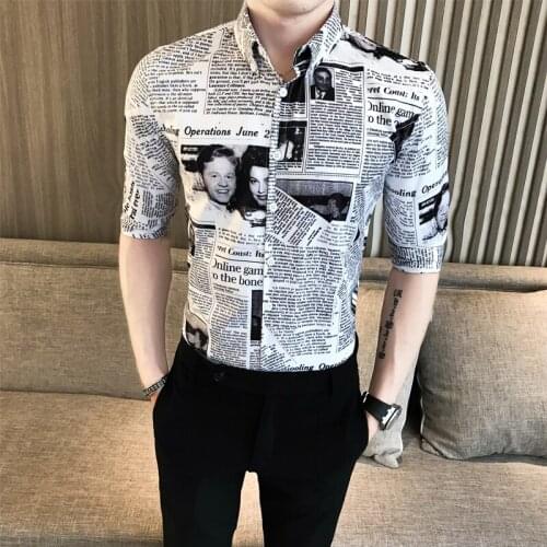 Spring and Summer 2019 Mens Five-Sleeve Shirt Medium-men Short sleeve shirt Social Flower Shirt A236-1103-P50